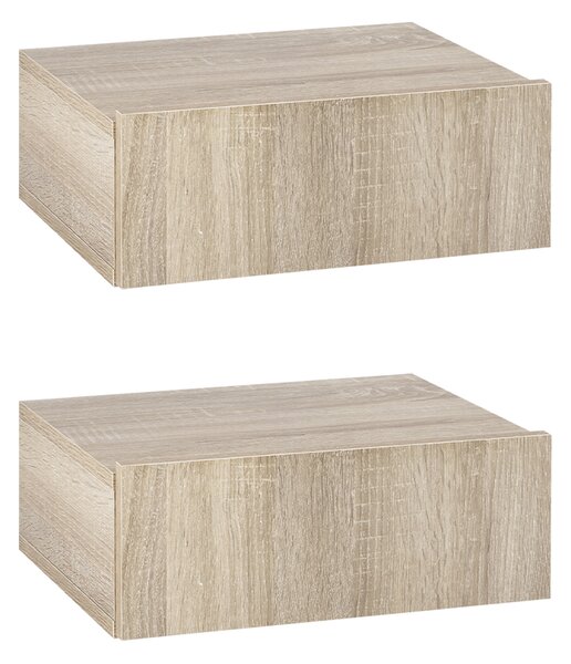 HOMCOM Set 2 Comodini Sospesi per Camera, Comodini Moderni con Fissaggio a Parete, in Legno, 40x30x15cm|Aosom