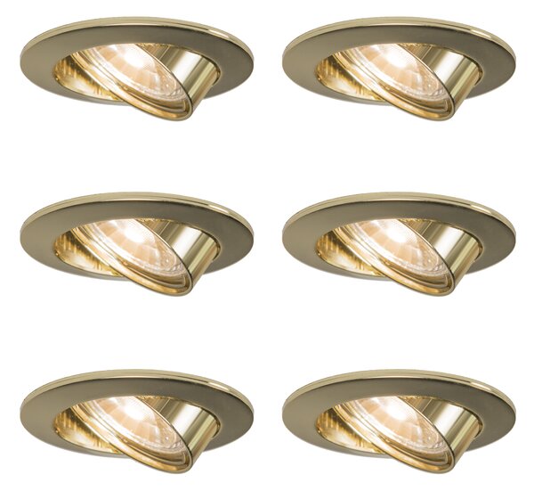 Set di 6 faretti da incasso rotondi inclinabili oro - Edu