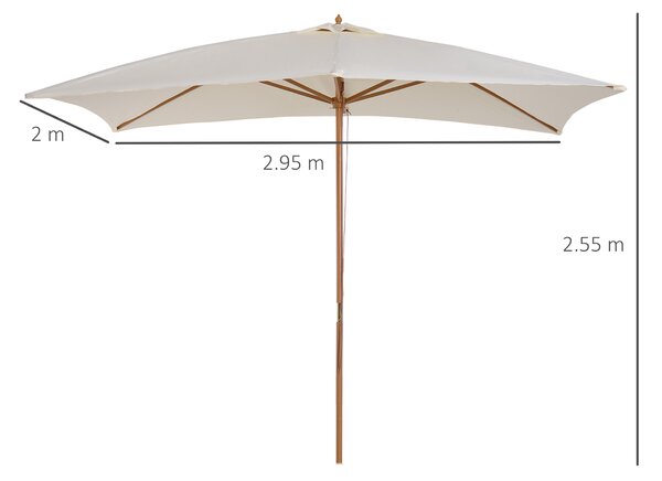 Outsunny Ombrellone 2x3 m da Giardino Impermeabile, in Legno e Poliestere 180G, Beige