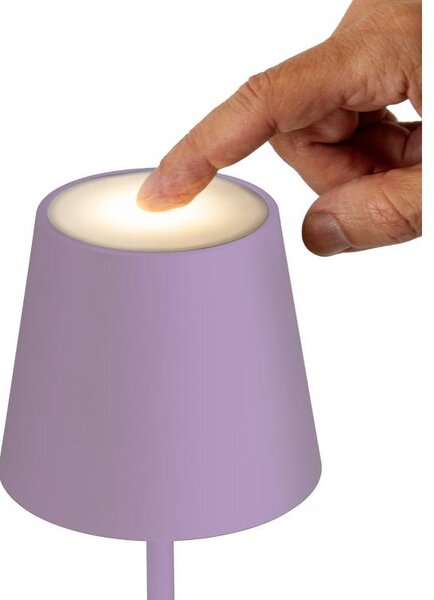 NEW MAJESTIC Lampada da Tavolo LED Ricaricabile Potenza 2 Watt IP54 colore Lilla - 120451 LP Agata