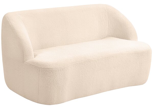 HOMCOM Divano 2 posti divano in tessuto di bouclé 142 cm con schienale e seduta curvi, nessun montaggio richiesto, beige | Aosom Italy