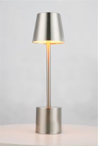 PYRAMIDEA lampada da Tavolo LED Senza fili Ricaricabile Design Moderno colore Argento - LRP11S Lux-Ray