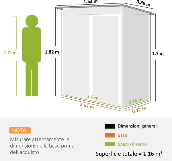 Outsunny Casetta da Giardino Porta Utensili in Lamiera di Acciaio, Capanno da Giardino in Acciaio con Porte Scorrevoli, 163x89x182cm, Nero | Aosom Italy