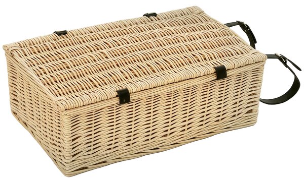 Outsunny Cesta da Pic Nic per 4 Persone con Area Frigo e Accessori, in Vimini, 54x34x20 cm, color Legno | Aosom Italy