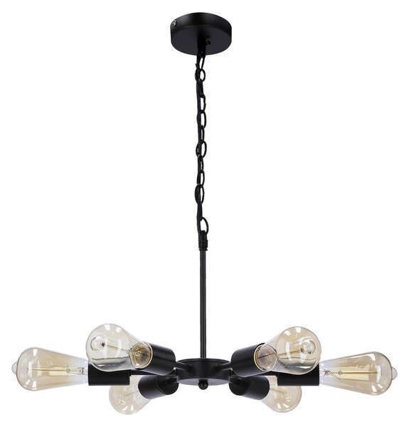 Lampada industriale a sospensione SPARTA - 6xE27, 60W, nera