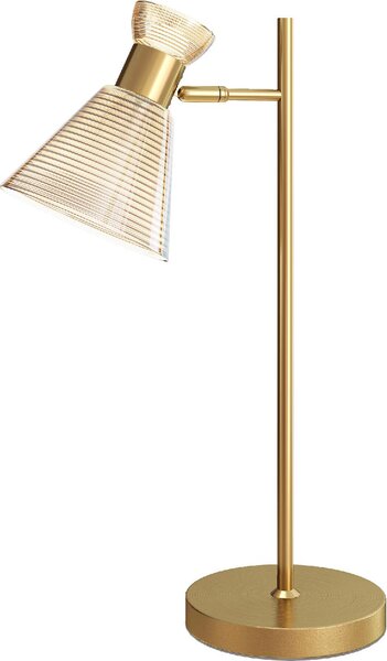 DecHome Lampada da Tavolo Moderna con Paralume in Vetro Regolabile Ambrato e Satinato, Attacco E27 colore Oro