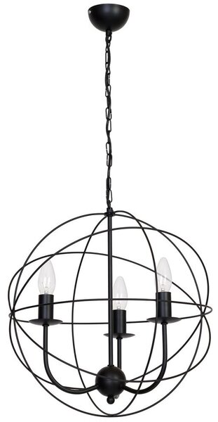 Lampada a sospensione Globe, nero opaco, 3xE14x15W, metallo, dimensioni: 95x40x40 cm, IP20, Luminex