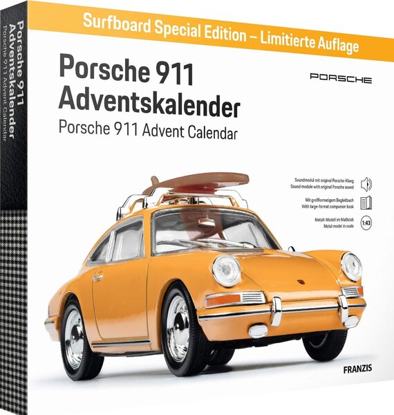 Calendario dell'Avvento Porsche 911 "Surfbrett" color Bahamagelb