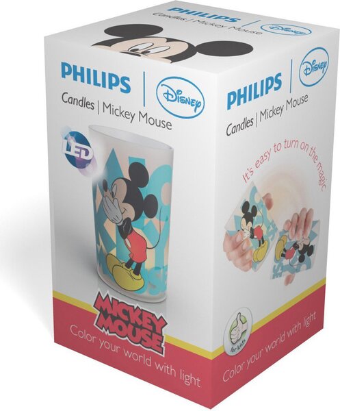 Philips Lampada da Tavolo LED Senza Fili Ricaricabile effetto Candela - 717000000 Mickey Mouse