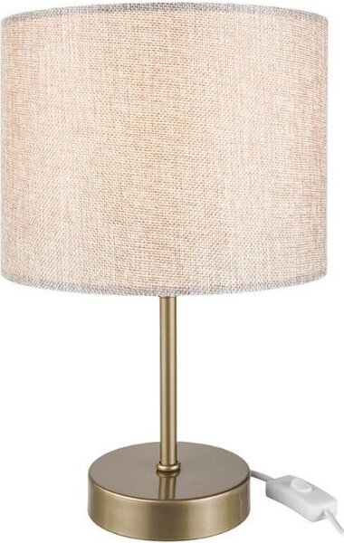 DecHome Lampada da Tavolo Stile Industriale Metallo Base Paralume Tessuto Cilindrico On/Off Attacco E27 Dimensioni 12x32 cm colore Bronzo - Flora