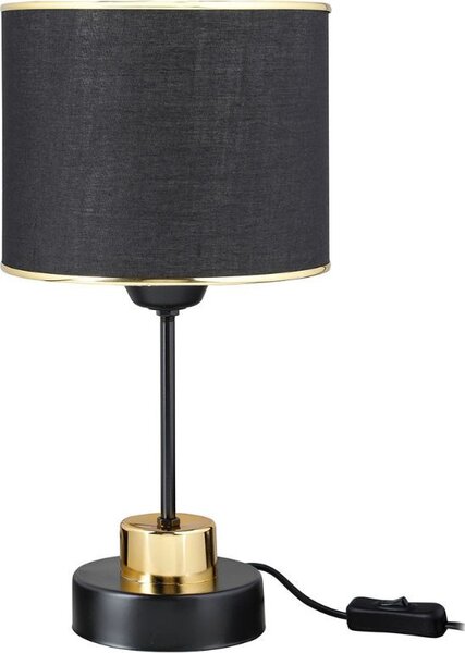 DecHome Lampada da Tavolo Stile Industriale in Metallo Base Metallo Paralume Tessuto Cilindrico Attacco E27 Dimensioni 25x38 cm colore Nero - Arden