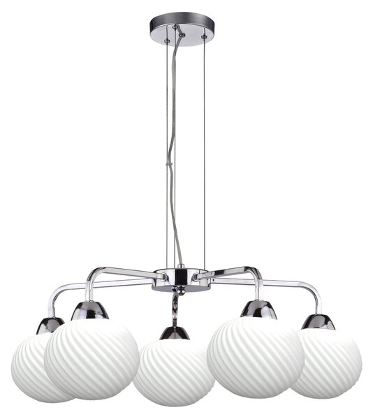 Apparecchio a sospensione moderno a cinque bracci MADRYT - 5xE27, 60W, cromo / bianco