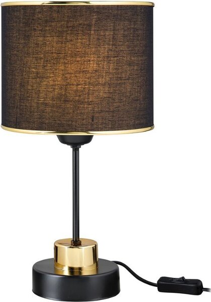 DecHome Lampada da Tavolo Stile Industriale in Metallo Base Metallo Paralume Tessuto Cilindrico Attacco E27 Dimensioni 25x38 cm colore Nero - Arden