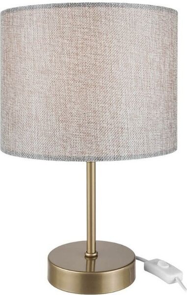 DecHome Lampada da Tavolo Stile Industriale Metallo Base Paralume Tessuto Cilindrico On/Off Attacco E27 Dimensioni 12x32 cm colore Bronzo - Flora