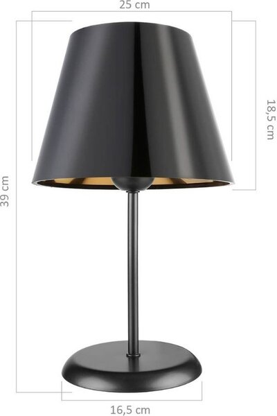 DecHome Lampada da Tavolo Stile Moderno in Metallo Base in Metallo con Paralume in Tessuto Attacco E27 60W Dimensioni 39x25 cm colore Nero - Verda