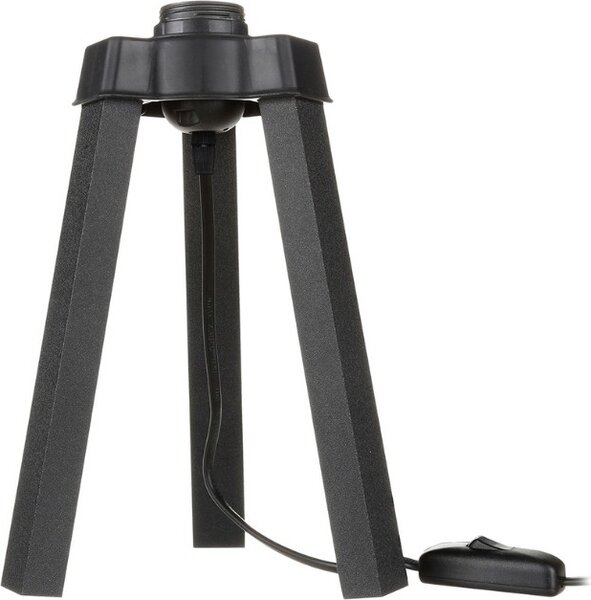 DecHome Lampada da Tavolo Stile Minimal in MDF Struttura a Treppiede Interruttore On/Off Attacco E27 Dimensioni 15.5x22.5 cm colore Nero - Piko