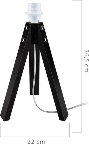 DecHome Lampada da Tavolo Stile Moderno in Legno e MDF Struttura a Treppiede Attacco E27 60 Watt Dimensioni 36,5x22 cm colore Nero - Deco