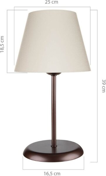DecHome Lampada da Tavolo Stile Moderno in Metallo Base in Metallo con Paralume in Tessuto Attacco E27 Max 60W Dimensioni 25x39 cm colore Caff - 