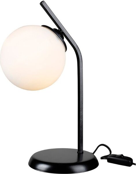 DecHome Lampada da Tavolo Stile Moderno in Metallo Verniciato Base in Metallo con Paralume a Sfera in Vetro Attacco E27 Dimensioni 25x37 cm colore