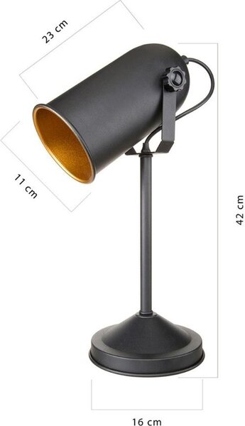 DecHome Lampada da Tavolo Stile Moderno in Metallo Verniciato Base in Metallo con Paralume Orientabile Attacco E27 60W Dimensioni 16x42 cm colore 