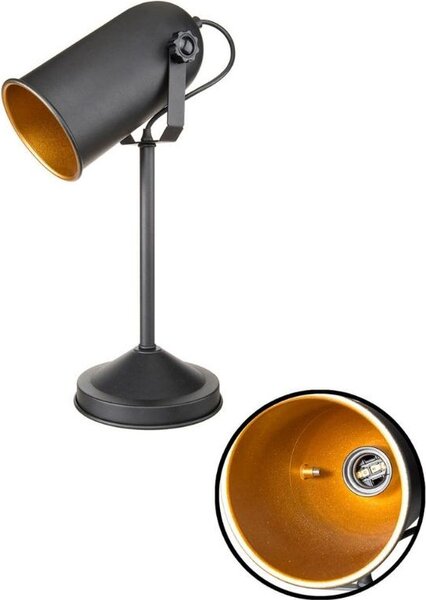 DecHome Lampada da Tavolo Stile Moderno in Metallo Verniciato Base in Metallo con Paralume Orientabile Attacco E27 60W Dimensioni 16x42 cm colore 