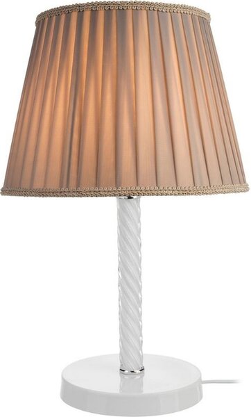 DecHome Lampada da Tavolo Stile Moderno in Vetro Stelo con Paralume Tessuto Attacco E27 On/Off Dimensioni 25x18,5 cm colore Bianco - Piray