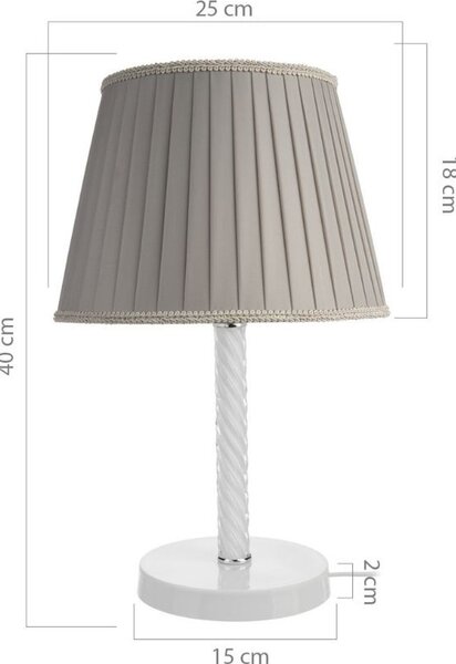 DecHome Lampada da Tavolo Stile Moderno in Vetro Stelo con Paralume Tessuto Attacco E27 On/Off Dimensioni 25x18,5 cm colore Bianco - Piray