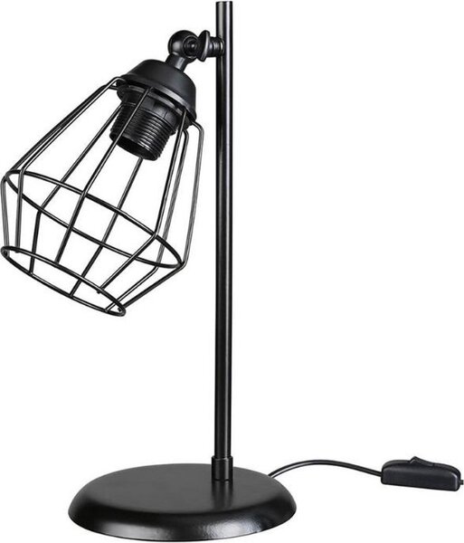 DecHome Lampada da Tavolo Stile Moderno in Metallo con Paralume Lampadina Attacco E27 60W Dimensioni 19x37 cm colore Nero - EkinoKs