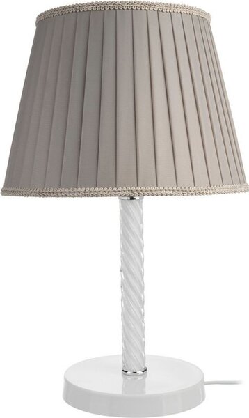 DecHome Lampada da Tavolo Stile Moderno in Vetro Stelo con Paralume Tessuto Attacco E27 On/Off Dimensioni 25x18,5 cm colore Bianco - Piray