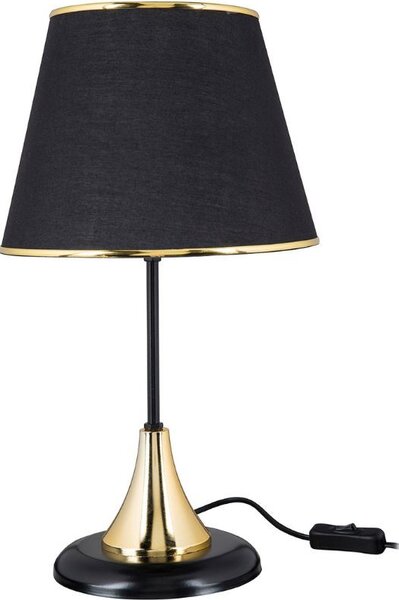 DecHome Lampada da Tavolo Stile Moderno in Metallo Paralume in Tessuto Oro Attacco E27 Dimensioni 25x42 cm colore Nero - Arden