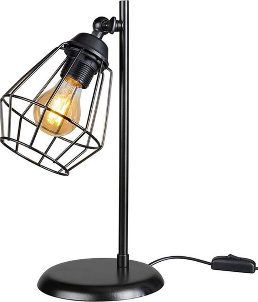 DecHome Lampada da Tavolo Stile Moderno in Metallo con Paralume Lampadina Attacco E27 60W Dimensioni 19x37 cm colore Nero - EkinoKs