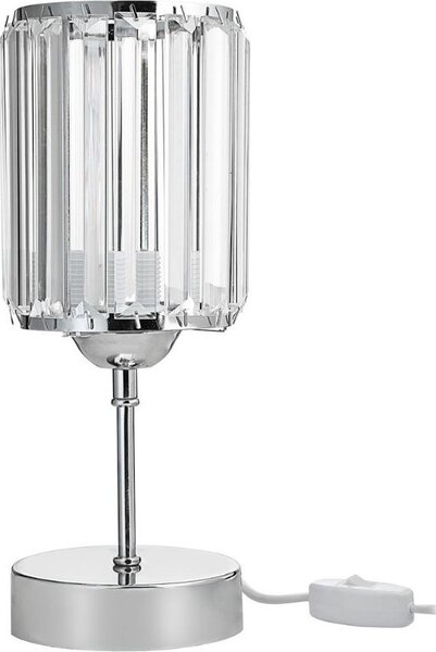 DecHome Lampada da Tavolo Stile Moderno in Metallo Cromato Base con Paralume Cristallo Attacco E27 Dimensioni 13.5x32 cm colore Cromato - Alis
