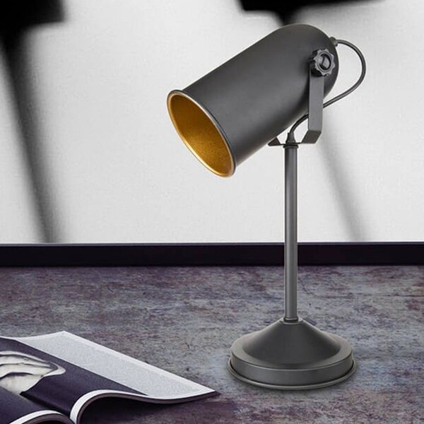 DecHome Lampada da Tavolo Stile Moderno in Metallo Verniciato Base in Metallo con Paralume Orientabile Attacco E27 60W Dimensioni 16x42 cm colore 