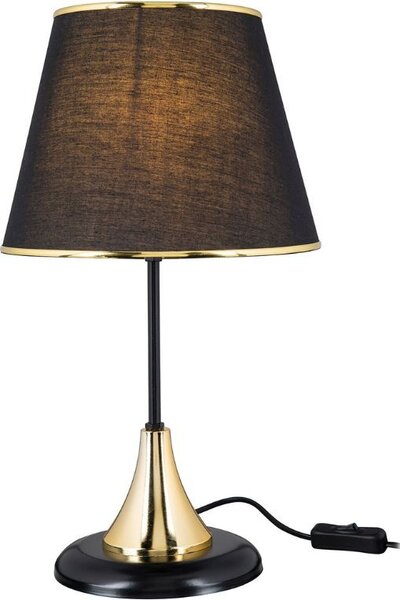 DecHome Lampada da Tavolo Stile Moderno in Metallo Paralume in Tessuto Oro Attacco E27 Dimensioni 25x42 cm colore Nero - Arden