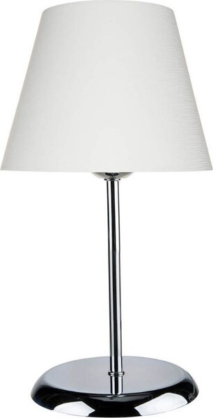 DecHome Lampada da Tavolo Stile Moderno in Metallo con Paralume Tessuto Attacco E27 60W Dimensioni 25x39 cm colore Cromo e Bianco - Elva