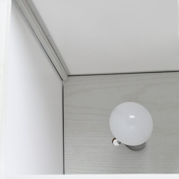 DecHome Lampada da Terra 40W con 3 Mensole e Interruttore a Pedale, in Legno e Acrilico, 26x26x160 cm, colore Bianco