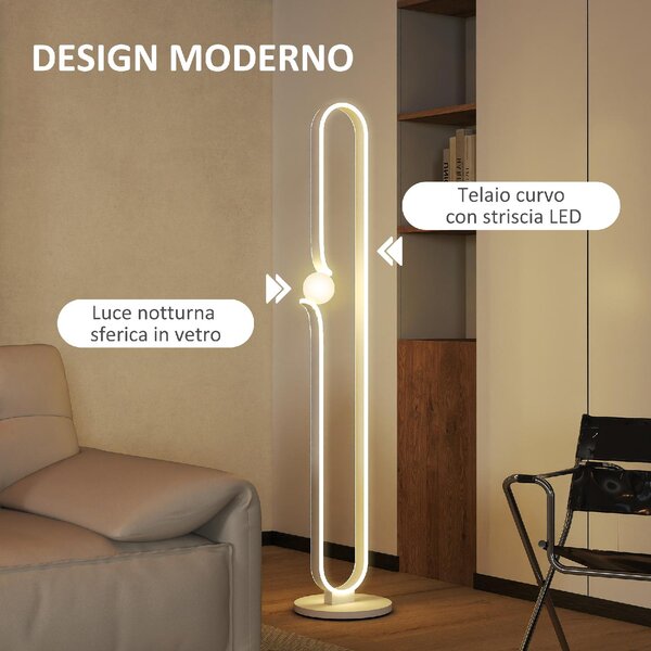 DecHome Lampada da Terra a LED a forma di Nota Musicale con Luminosit Regolabile e Pedale 28x28x145 cm colore Bianco