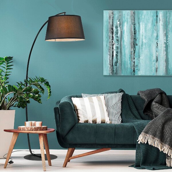 DecHome Lampada da Terra ad Arco Moderna Paralume in Tessuto Piantana Metallo colore Nero