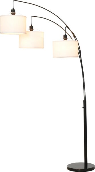 DecHome Lampada da Terra ad Arco Moderna base in Marmo 3 Luci Paralume in Tessuto Piantana colore Nero