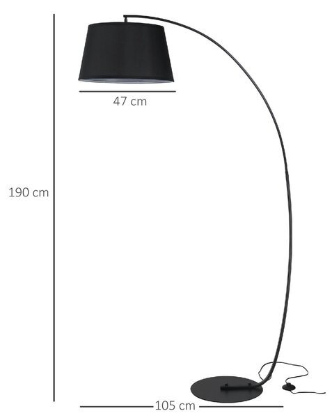 DecHome Lampada da Terra ad Arco Moderna Paralume in Tessuto Piantana Metallo colore Nero