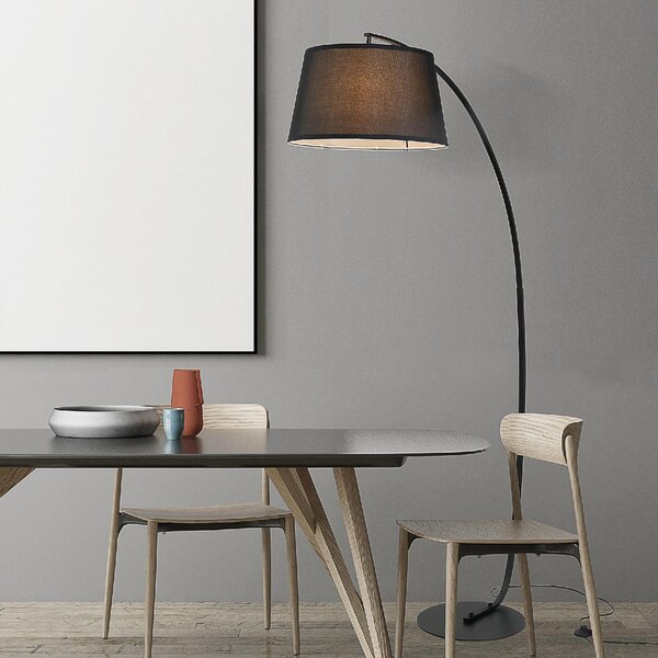 DecHome Lampada da Terra ad Arco Moderna Paralume in Tessuto Piantana Metallo colore Nero