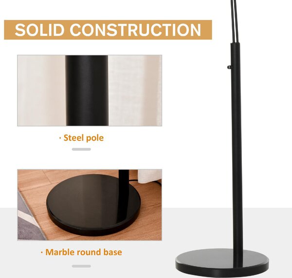 DecHome Lampada da Terra ad Arco Moderna base in Marmo 3 Luci Paralume in Tessuto Piantana colore Nero