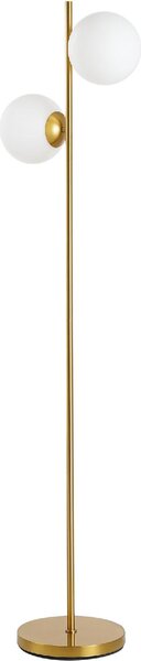 DecHome Lampada da Terra con 2 Luci e Paralumi a Sfera, Interruttore a Pedale e Attacco E27, 28x165 cm, colore Oro