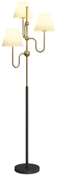 DecHome Lampada da Terra Alta 165 cm con 3 Punti Luce e Interruttore a Pedale Attacco E27 Max 40W colore Oro