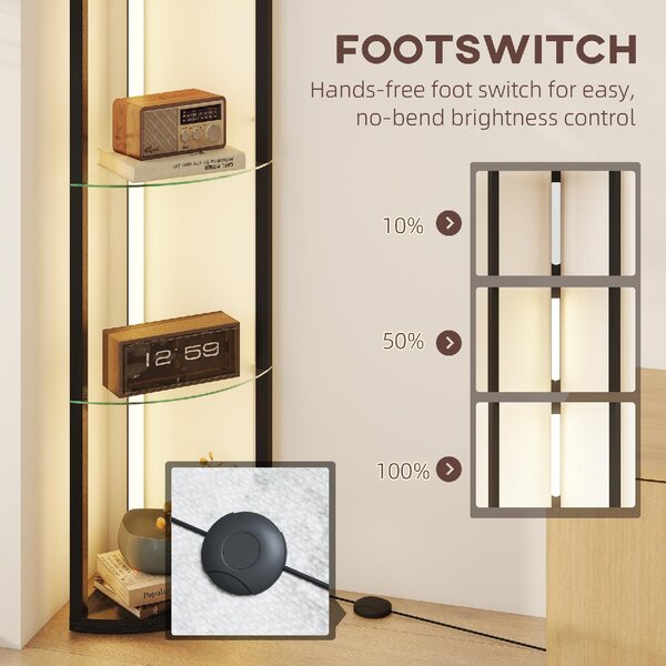 DecHome Lampada da Terra con 5 Ripiani e Luce LED, 3 Livelli di Luminosit e Interruttore a Pedale colore Nero