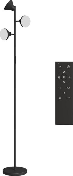 DecHome Lampada da Terra con 3 Teste Regolabili Indipendenti, Telecomando e Timer, in Acciaio e Plastica 25x170 cm colore Nero