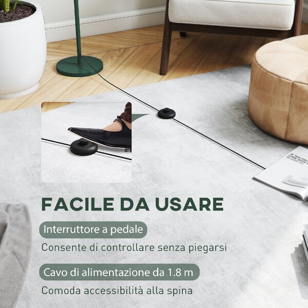 DecHome Lampada da Terra con Paralume Semicircolare e Interruttore a Pedale in Acciaio 30x155 cm colore Verde
