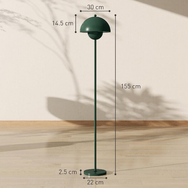 DecHome Lampada da Terra con Paralume Semicircolare e Interruttore a Pedale in Acciaio 30x155 cm colore Verde