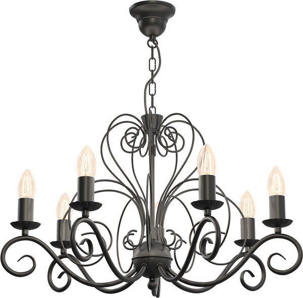 Nero Mauro 7xE14 15W Luminex lampadario rustico a sospensione