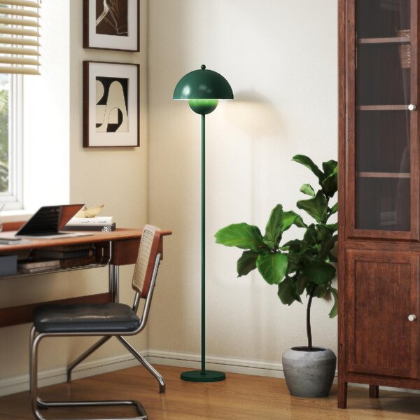 DecHome Lampada da Terra con Paralume Semicircolare e Interruttore a Pedale in Acciaio 30x155 cm colore Verde